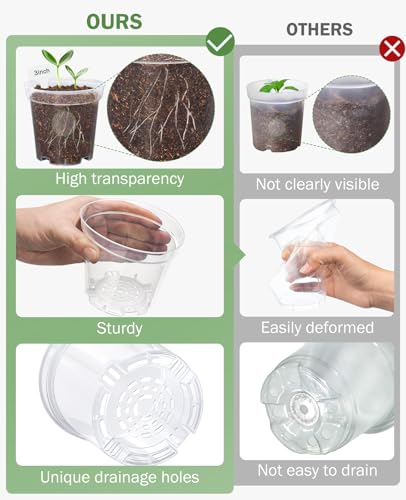 3 Inch Seed Starting Trays with Clear Nursery Pots, 2-Pack 20-Cell Seedling Starter Trays & 3" Nursery Pots 40 Pcs with Drainage, Plant Starter Germination Trays for Indoor Outdoor Growing - size: 3 Inch, style: 2 Pack Seed Starter Tray+Nursery Pots