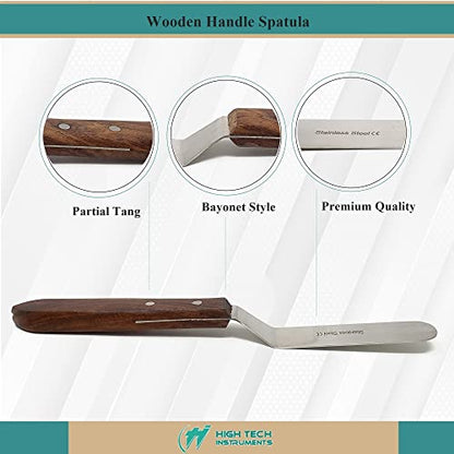 4" Blade Bayonet Lab Sptula with Wooden Handle Stainless Steel For Handling & Mixing Pastes, Gels Laboratory Tool with Smooth Polished Blades + Brass Rivets Lab Supplies