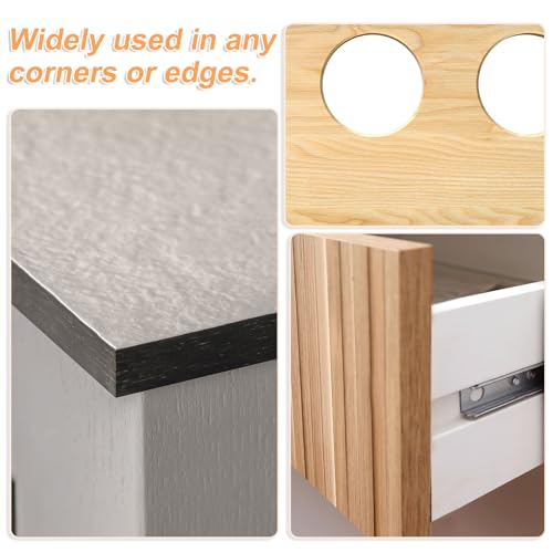 HARFINGTON U-Shape Edge Banding 1-19/32" x 20ft (40mm x 6M) Self Adhesive TPE Flexible Veneer Tape Soft Edge Strip Protector for Furniture Cabinet Table Protection Repair, Black