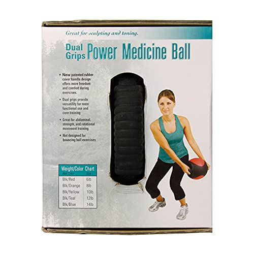 AEROMAT Dual Grip Power Medicine Balls for Abdominal Training and Rotational Movements - 9" Diameter - Weights Color-Coded - style: 10 lbs - Black/Yellow
