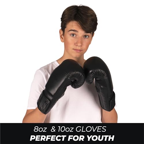 Sanabul Essential Gel Boxing Gloves for Men & Women, Kickboxing MMA, Muay Thai Gloves and Heavy Bag Training Punching & Sparring - color: AllBlack, size: 8 oz