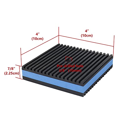 Anti Vibration Pads,4" X 4" X 7/8" Heavy Duty Blue EVA Rubber Anti Vibration Isolation Pad for Air Compressor,Washer and Dryer,HVAC,Treadmills,Air Conditioner Accessories,Pack of 4 - size: 4" X 4" X 7/8"