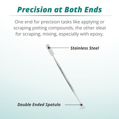 Excelta Double-Ended Spatula, Stainless Steel, Versatile Tool for Potting, Scraping, and Mixing Epoxy, 7 Inches, Intermediate