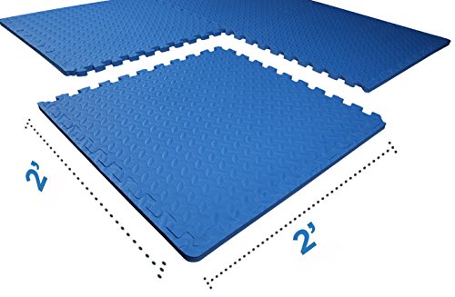 BalanceFrom Puzzle Exercise Mat 3/4" Thick, EVA Interlocking Foam Floor - color: Blue, style: 3/4" Thick, 96 Square Feet