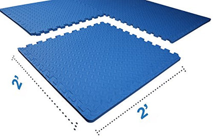 BalanceFrom Puzzle Exercise Mat 3/4" Thick, EVA Interlocking Foam Floor - color: Blue, style: 3/4" Thick, 96 Square Feet