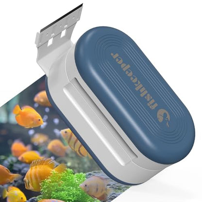 fishkeeper Magnetic Aquarium Glass Cleaner, Fish Tank Algae Scraper Cleaner Tools with 2 Detachable Blades Scraper, Double Side Floating Scrubber Brush, for 0.2-0.7 Inch Thick fish Tank (L)