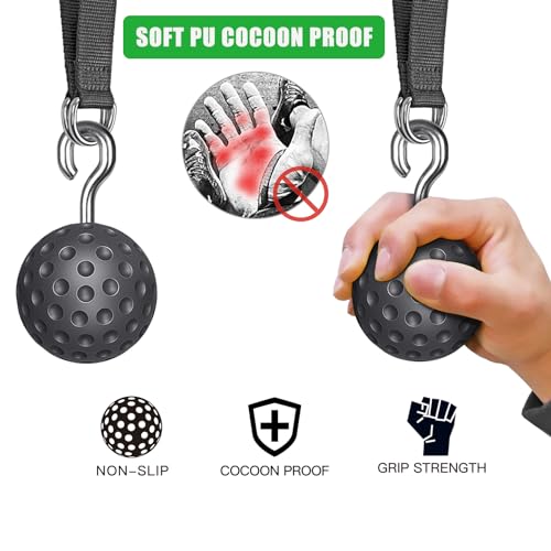 SELEWARE Pull Up Ball, Climbing Grip Attachment for Strength Training | Non-Slip Design Improves Grip Strength, Targets Forearms and Hands, Fits Chin Ups, Kettlebells and Resistance Workouts - color: Open Black Ball