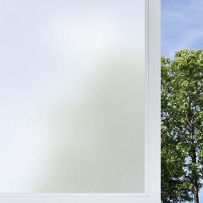 Frosted Glass Window Film,17.3x236.2 Inches Privacy Film Anti Uv, Frosted Window Privacy Film Non Adhesive, Window Film Privacy for Bathroom Home and Office