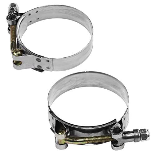 2 Pack 4" T-Bolt Hose Clamps, 304 Stainless Steel Turbo Intake Clamp, Working Range 4.25"-4.57"(108-116mm) for 4" I.D. Hose with 5mm Wall Thickness.(Measure your hose O.D. before buying) - size: 4" hose clamp 108mm-116mm (4.25"-4.56")