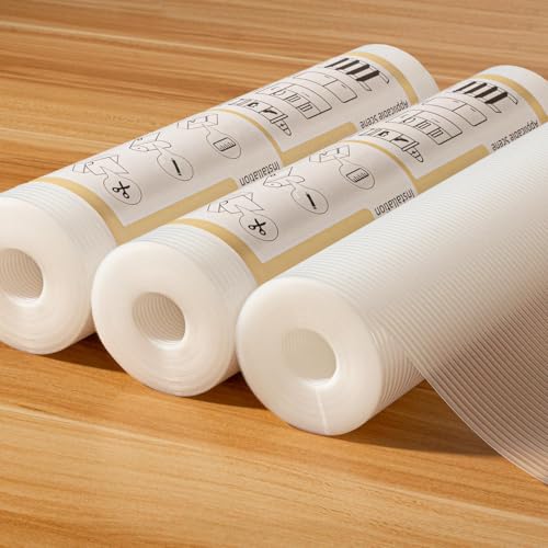 3 Rolls Shelf Liners for Kitchen Cabinets Non-Slip Drawer Liner 12 Inches x 20 FT Waterproof & Oil-Proof Non Adhesive Durable Material Fridge Liner for Shelves - size: 12"W x 720"L