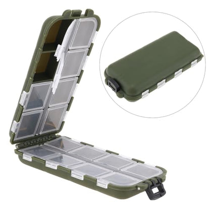 Small Fishing Box Portable Case, 16 Compartments Mini Storage Box Containers, Hooks Lure Baits Grid Box Fishing Box Fishing Accessories Box, Green