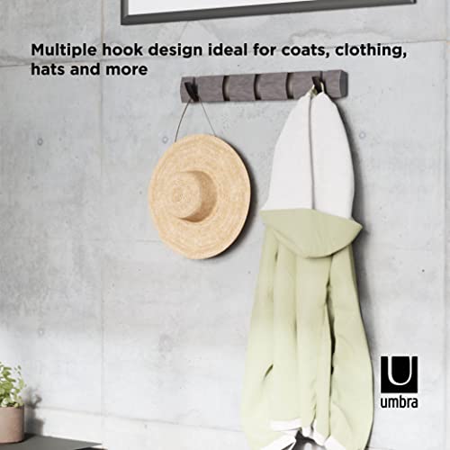 Umbra Flip Coat Rack, Wall Mount 8-Hook, Space Saving, Grey/Pewter - color: Grey/Pewter, size: 8 hook
