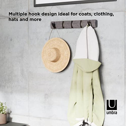 Umbra Flip Coat Rack, Wall Mount 8-Hook, Space Saving, Grey/Pewter - color: Grey/Pewter, size: 8 hook
