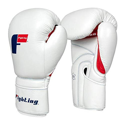 Fighting Leather Training Gloves - Boxing, MMA, Kickboxing, Punching Bag, Sparring Oz Gloves - color: White, size: 16 oz