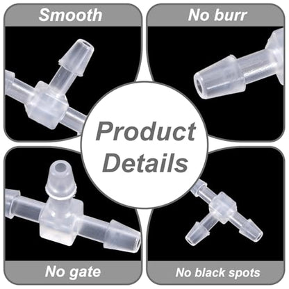 10 Pcs 1/8" Tee Connector 3 Way Equal Splicer Tee Fitting Hose Barb Splicer Plastic Hose Splitter Barb Tees Tube Adapter Fittings for Air Line Aquarium T Connector