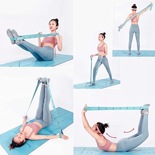 Stretching Strap with Loops - Portable Leg Stretcher Elastic Exercise Band - Flexibility Trainer Fitness Stretching Equipment for Yoga, Pilates, Ballet, Physical Therapy - 11 Loops