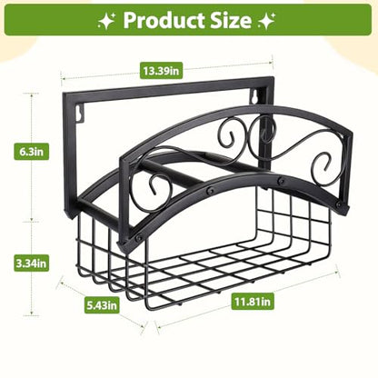 Garden Hose Holder Wall Mount, Heavy Duty Metal Water Hose Holder with Basket for Outside, Hose Storage Holds 150FT Water Pipe for Yard, Lawn, Garden, Farm, Gifts for Women Men - style: Wall Mount with Bracket