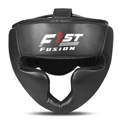 Boxing Head Guard, Maya Hide Leather Headgear Protection Adjustable Kickboxing Muay Thai MMA Training Taekwondo - color: Black, size: Large/XL