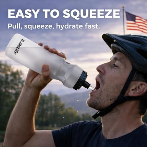 BuildLife Hockey Water Bottle with Long Straw, 32 OZ, 2 Pack, Clear - color: Clear