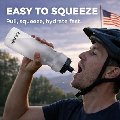 BuildLife Hockey Water Bottle with Long Straw, 32 OZ, 2 Pack, Clear - color: Clear