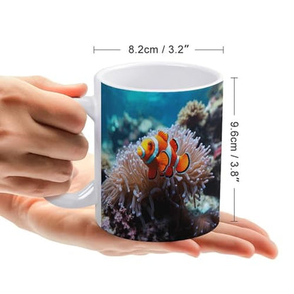 Changing Magic Coffee Mug Heat Sensitive Porcelain Tea Cup Morphing Mugs Clown Fish Printed Color Changing Coffee Mug Heat Activated