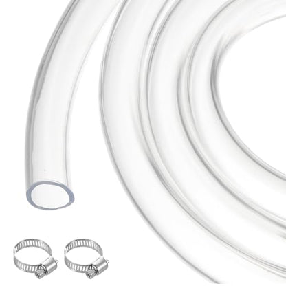 3/4" x 1" Clear Plastic PVC Tubing 5ft Flexible Vinyl Tube, [for Garden Irrigation, Water Hose, Fish Tank, Aquarium] - 19mm x 25.4mm / with 2Pcs Clamps - size: 3/4" x 1"