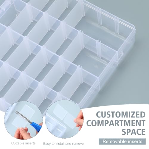 8 Pack 36 Grids Clear Plastic Organizer Storage Box with Adjustable Dividers Small Crafts Organizers Bead Storage Compartment Container for Jewelry Fishing Tackle Nail Parts