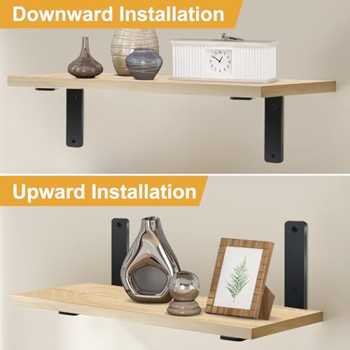4 Pack - L 8" x H 2" x W1.5, 5mm Thick Black L Shelf Bracket, Iron Shelf Brackets, Metal Shelf Brackets, Floating Shelf, Shelf Supports with Screws - size: 8''x2'', style: Black 4 Pack