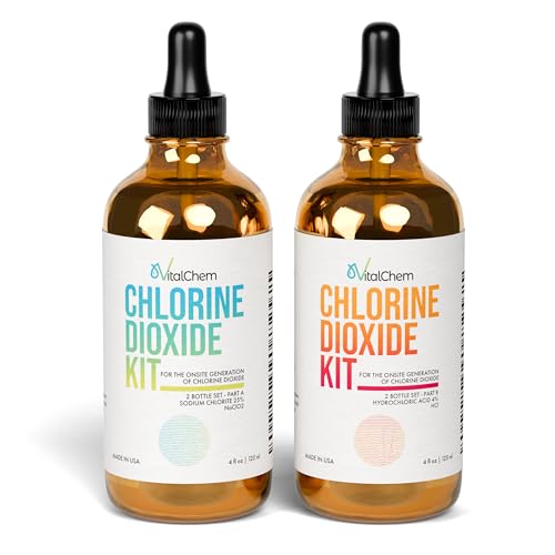Chlorine Dioxide Kit | Glass Bottles with Droppers | Hydrochloric Acid 4-5% (HCl) and Sodium Solution | 8 oz Total