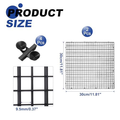 uxcell 2Pcs Aquarium Fish Tank Divider, 12x12 Inch Plastic Egg Crate Light Diffuser Grid Filter Bottom Partition Separator with Sucker Clips and Suction Cups for Aquarium, Black