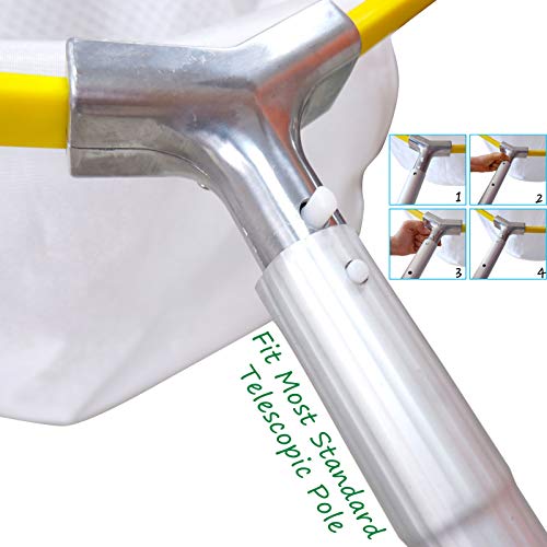 Professional Pool Net, Heavy Duty Skimmer Rake with Aluminum Frame, Fine Mesh Deep Bag Scoop for Cleaning Swimming Pool Leaf Pollen Silt, Pool Rake 19.5 inch