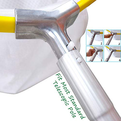 Professional Pool Net, Heavy Duty Skimmer Rake with Aluminum Frame, Fine Mesh Deep Bag Scoop for Cleaning Swimming Pool Leaf Pollen Silt, Pool Rake 19.5 inch