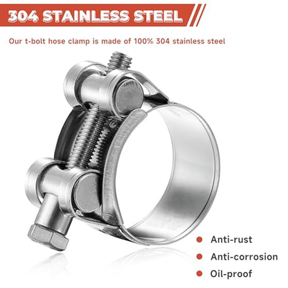 AKIHISA T-Bolt Hose Clamp,17-19mm OD Range 304 Stainless Steel Pipe Strap Clamp, Adjustable Heavy Duty Tube Clamp (4Pack, 0.67" to 0.75") - size: 17-19mm 4pack