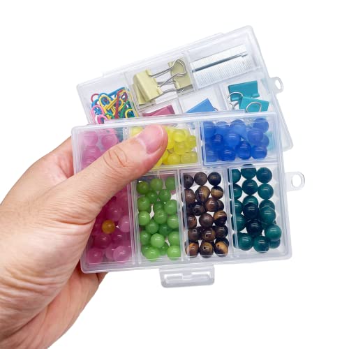TeTeBak Plastic Organizer Box with Dividers - 2 PCS Small Plastic Container with Compartments, 6 Compartment Storage Box, Travel Organizer, Craft & Jewelry Storage - style: 6-GRIDS