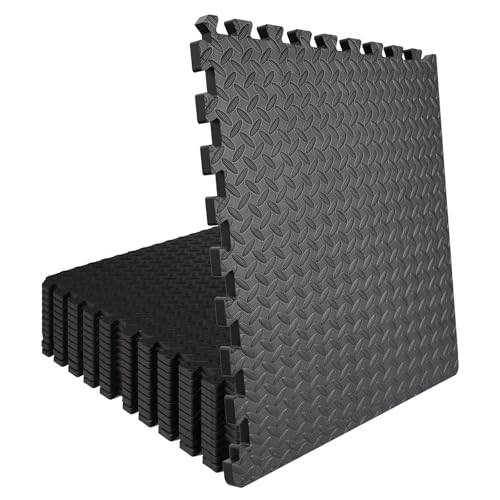 48 Sq Ft (12 Tiles) Interlocking Foam Floor Tiles, Exercise Mat - size: 48 Sq Ft (12 Tiles)