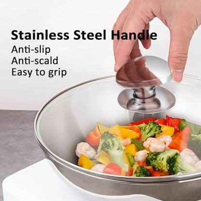 Glass Lid For Pots, Pans and Skillets, Clear tempered Glass Lid Replacement with Vent For Frying Pan, Stock Pot, Cast iron skillet, 8, 9.5, 10.25, 11, 12, 12.5, 13.5 and 14 Inch Stainless Steel Covers - size: 8 inch