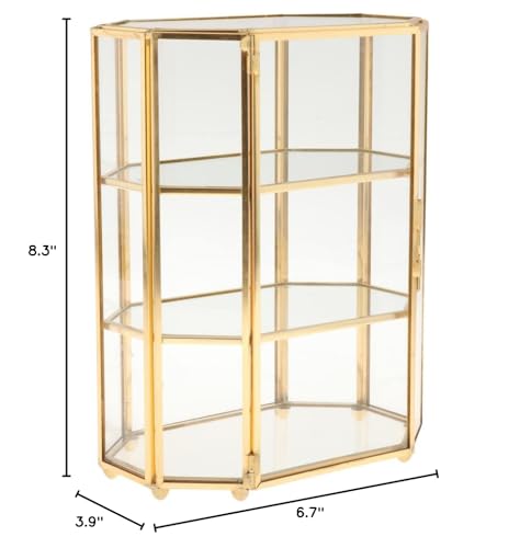 Three polygonal glass tiers keep rings, earrings, and necklaces separated without tangling. Holds 15–20 daily-wear pieces and shows everything at a glance