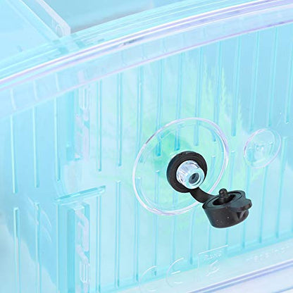 AYNEFY Mini Fish Breeding Box,Aquarium Fish LED Acrylic Three Divisions Small Fishes Isolation Incubator Breeding Hatchery for Guppy Shrimp Fishes (Blue)