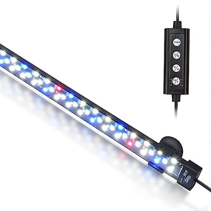 hygger 24/7 Mode Submersible Aquarium LED Light, Full Spectrum Hidden Fish Tank Light with 3 Rows Beads 7 Colors Auto On Off Sunrise-Daylight-Moonlight, Adjustable Timer Brightness - size: 27.4in 16W