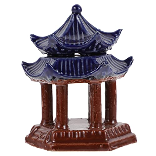 balacoo Ceramic Pavilion Aquarium Decor 3.93In Mini Pagoda Fish Tank Ornament for Aquatic Landscaping and Zen Garden Aquarium Decoration