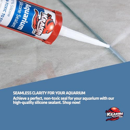 Kraken Bond Aquarium Silicone Sealant Clear - (2x10.1 fl. oz.) 100% Waterproof Aquarium Safe Silicone, Non-Toxic Fish Tank Safe Sealant, Fast Curing and Strong Adhesion, 2 Pack - color: Clear, size: 2 Pack