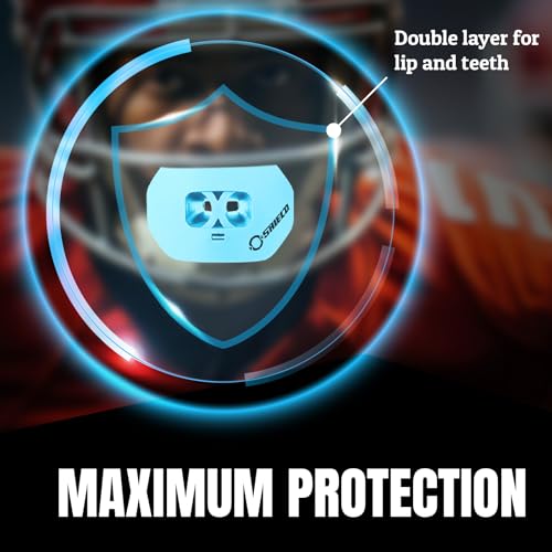 O Shield Core Football Mouth Guard, Detachable Strap - color: Columbia Blue