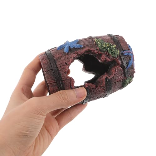 Homoyoyo 9pcs Broken Barrel Aquarium Decorations with 8 Artificial Plastic Plants Betta Fish Tank Cave Hideout Shelter Ornament for Shrimp, Goldfish, and Reptiles