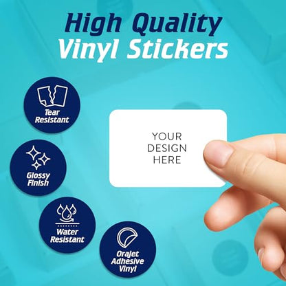 Custom Vinyl Stickers with Image, Text, Design, Logo. Waterproof Personalized Business Labels for Packaging, Bottles, Jars, Candles, & Handmade. Dishwasher Safe, UV Protected, 30+ Backgrounds, 5x3