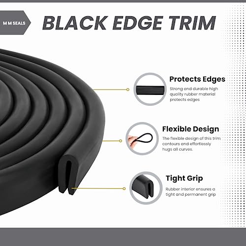 Edge Trim Rubber, Fits Edge up to 1/16 inch (1.6mm), Length 10 Feet (3.05 Meter)