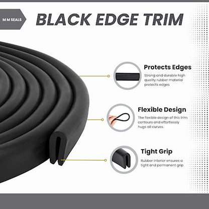 Edge Trim Rubber, Fits Edge up to 1/16 inch (1.6mm), Length 10 Feet (3.05 Meter)