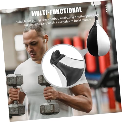 Abaodam Leather Double End Boxing Ball Height Hanging Punch Bag for MMA Training Home Workouts and Gym Use Durable PU Leather and Reflex Enhancement