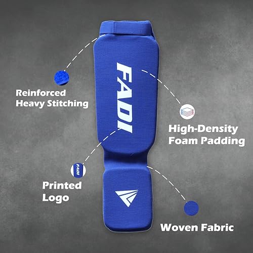 Shin Guards – Durable Leg & Instep Protection for Muay Thai, Kickboxing, MMA, BJJ, Karate & Taekwondo | Lightweight Training & Sparring Shin Instep Guard - color: Blue, size: Large