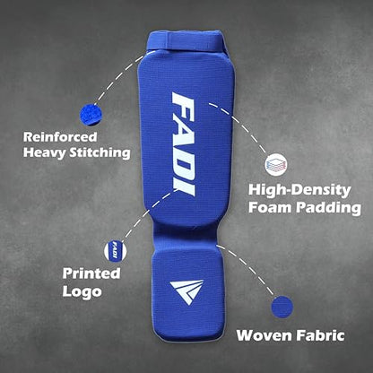 Shin Guards – Durable Leg & Instep Protection for Muay Thai, Kickboxing, MMA, BJJ, Karate & Taekwondo | Lightweight Training & Sparring Shin Instep Guard - color: Blue, size: Large