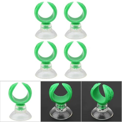 4 Pcs Green Aquarium Airline Tube Holders – Leaf Design Suction Cup Clips for 18-24mm Tubing, Adjustable Fish Tank Air Tube Clamps(S: 1.46cm)
